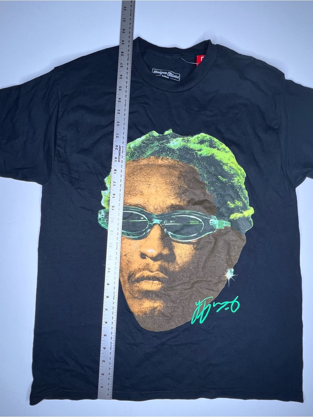 Young Thug Short-Sleeve Graphic Tee with Neon Green Face Print - Picture 2 of 5